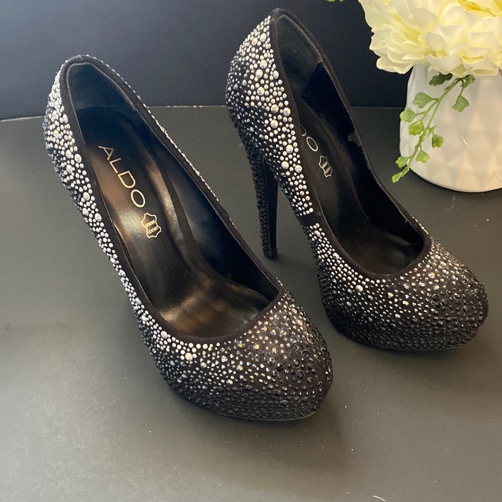 Women’s  Aldo Size 5.5 Leather Black Evening Heels